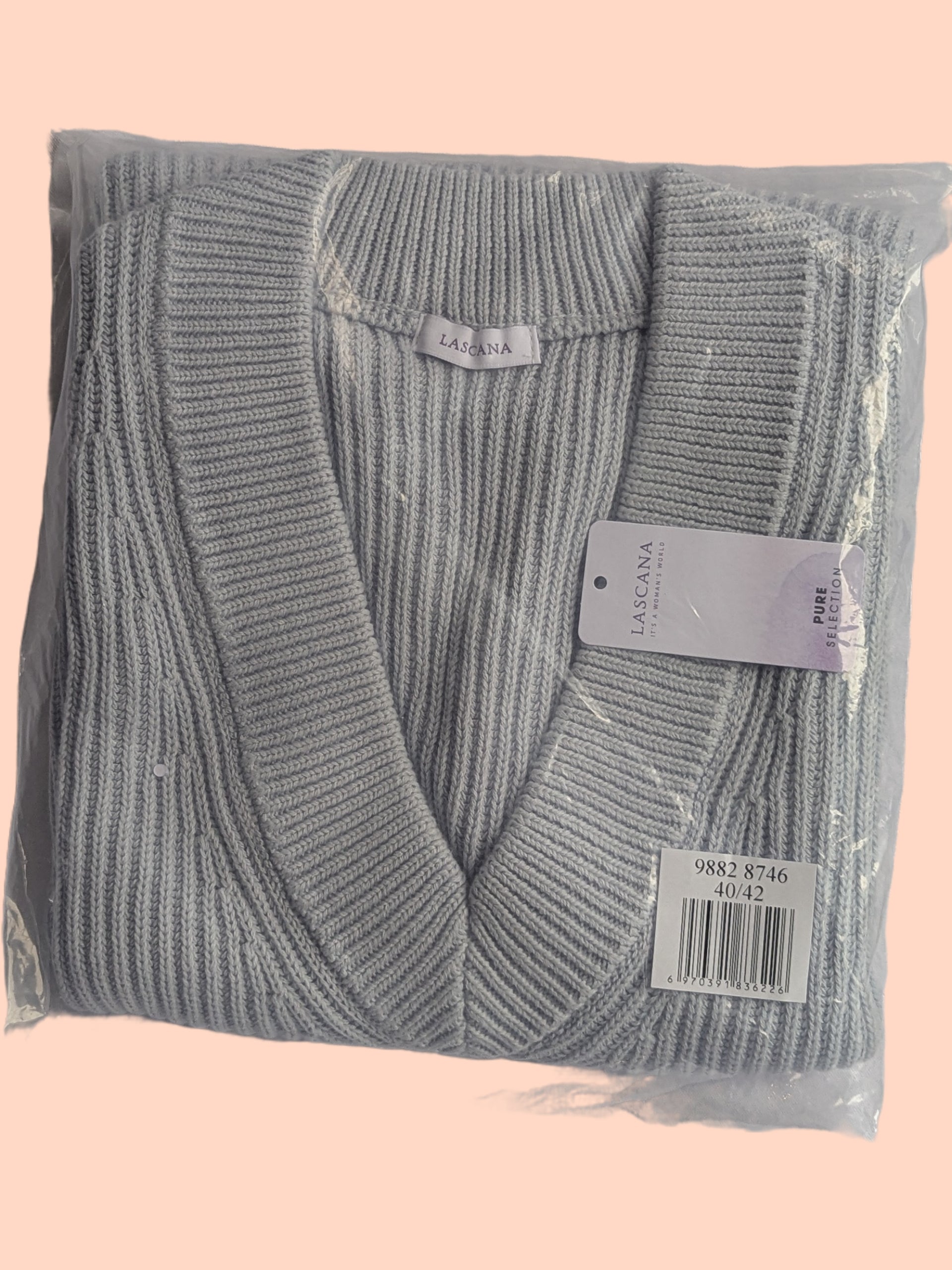 Lascana Damen Strick-Pullunder Graublau Vorderansicht verpackt
