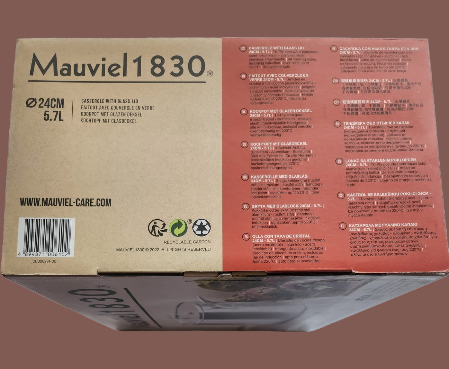 Mauviel 1830 Kochtopf Verpackung Rückseite