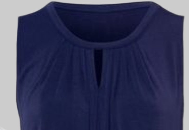 Lascana Damen Shirttop 2er Pack Weiß  unifarben Marineblau Detailansicht Halsauschnitt