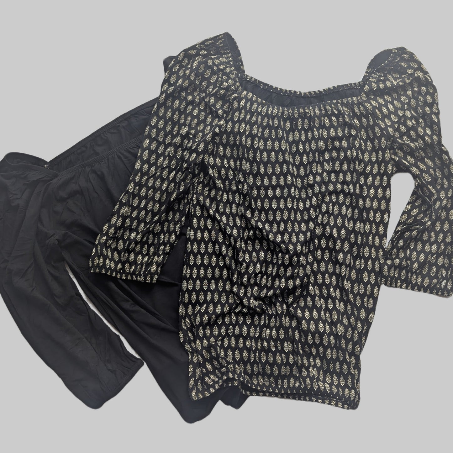 Lascana Damen 3/4-Arm Shirt 2er Pack gemustert / unifarben schwarz komplettansicht