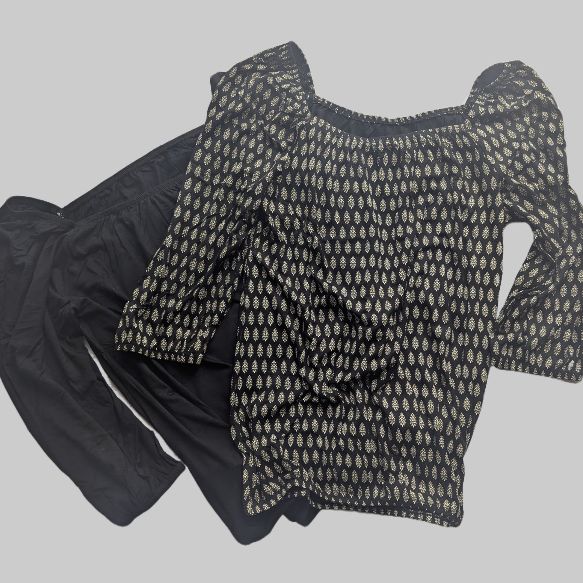 Lascana Damen 3/4-Arm Shirt 2er Pack gemustert / unifarben schwarz komplettansicht