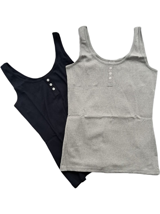 Bench Damen Top 2er Pack grau/schwarz Vorderansicht komplett