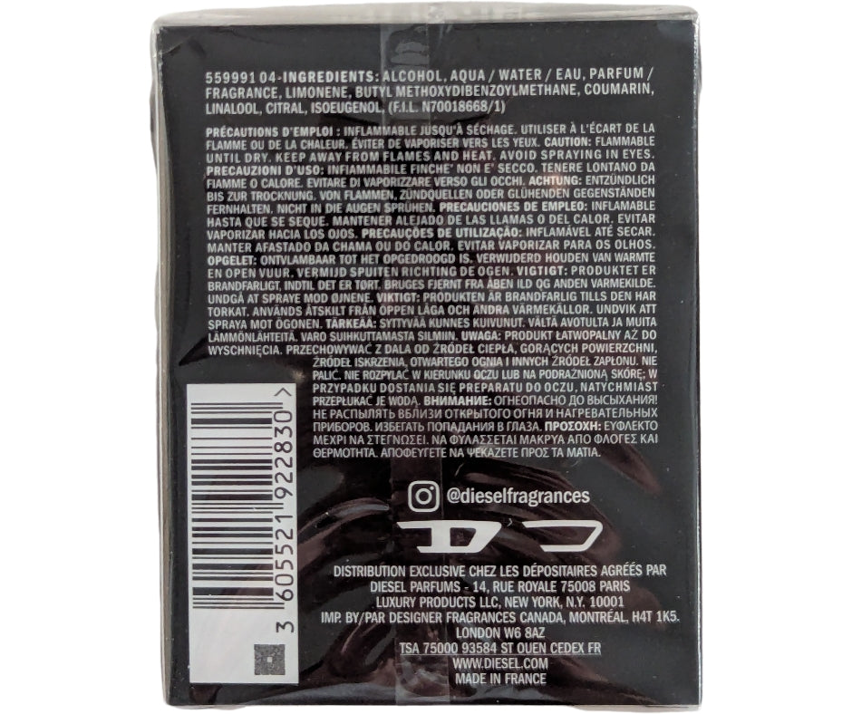 Diesel Only the Brave Tattoo Parfüm für Herren 35ml Seitenansicht mit Inhaltsangabe, EAN Cod, Adresse
