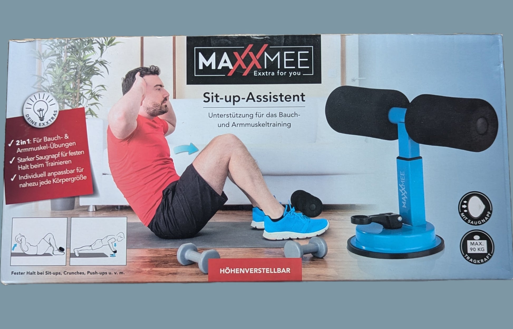 MAXXMEE Trainings-Assistent Sit-Up Verpackung Vorderansicht