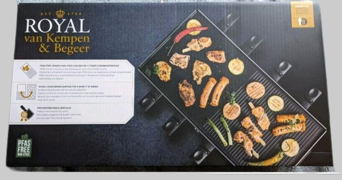 Raclette-Grill Royal van Kempen & Begeer Gourmet-Set  für 8 Personen Verpackung Vorderseite