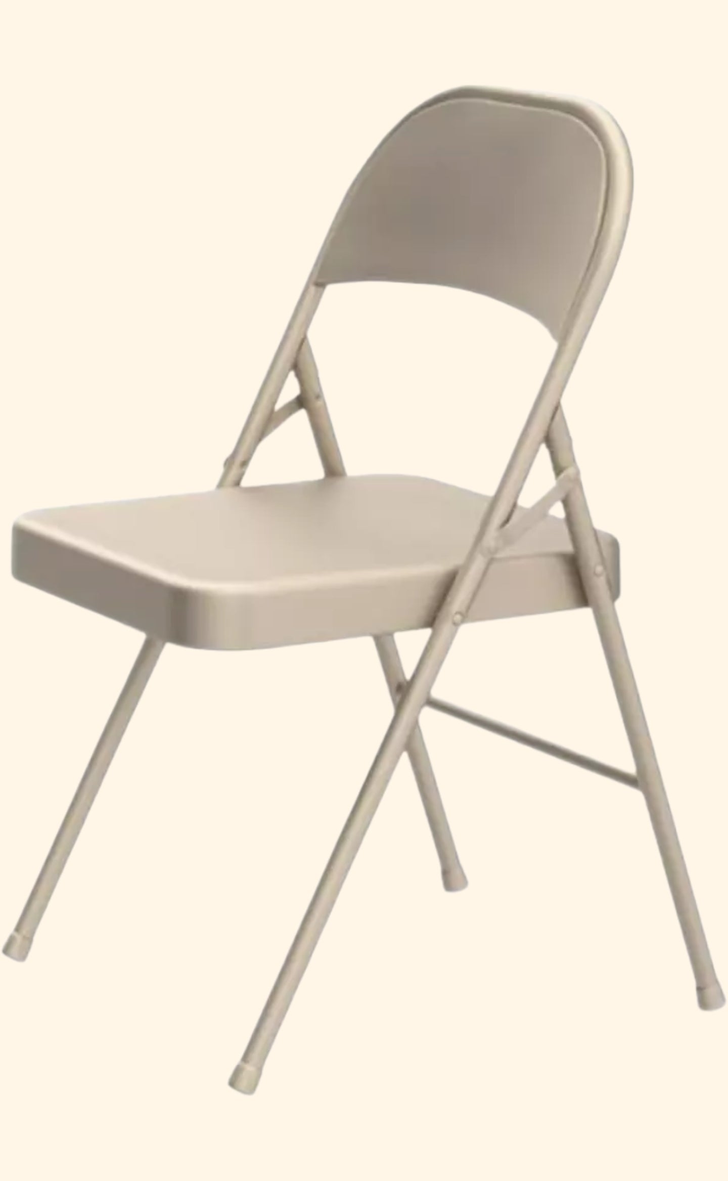 Grainger Klappstuhl 4er Set Stahlklappstuhl in Beige Komplettansicht einzelner Stuhl Vorderseite