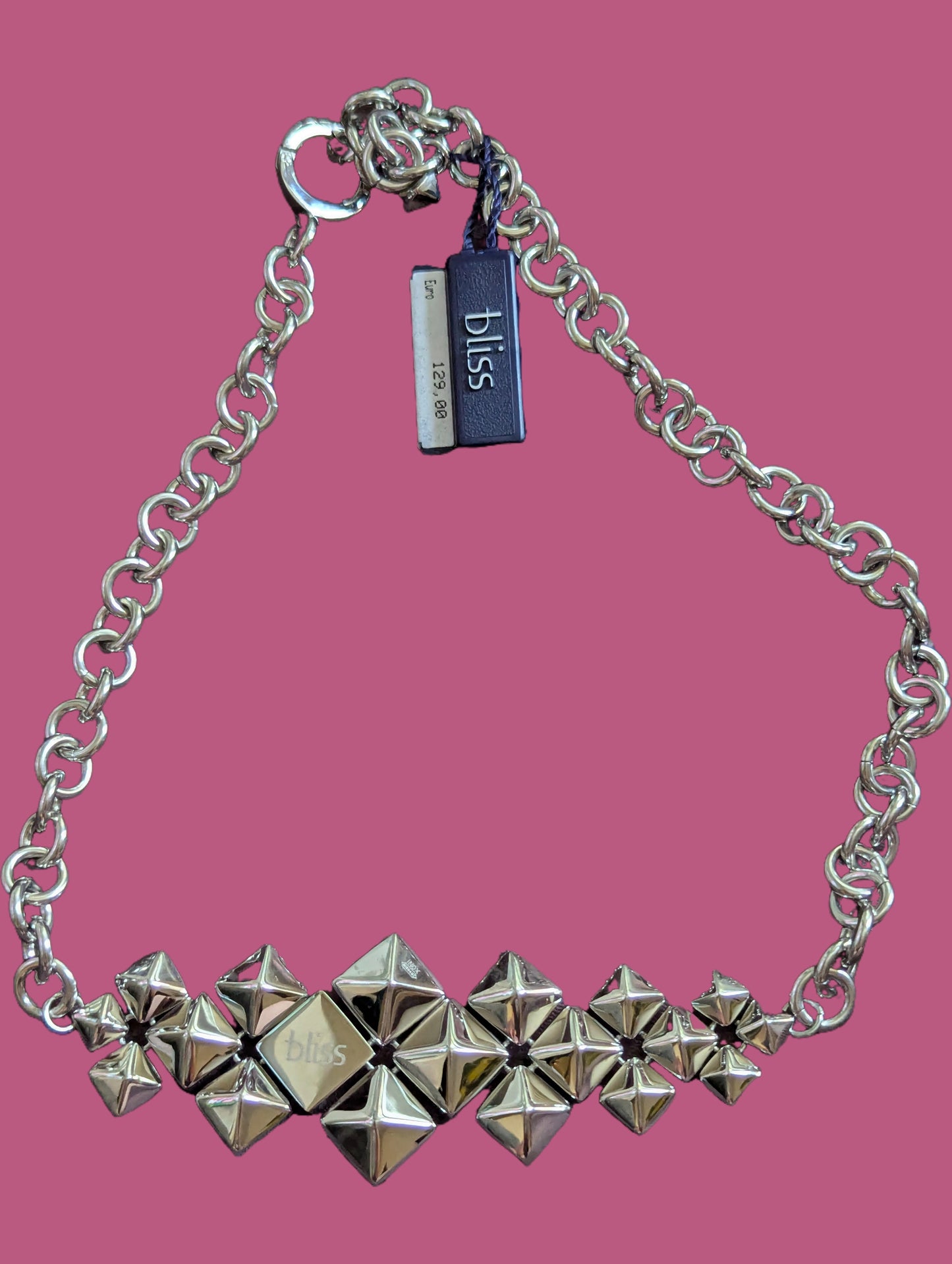 Bliss Damen Collier aus Edelstahl 2 Seitig tragbar Rückseite Silber Komplettansicht