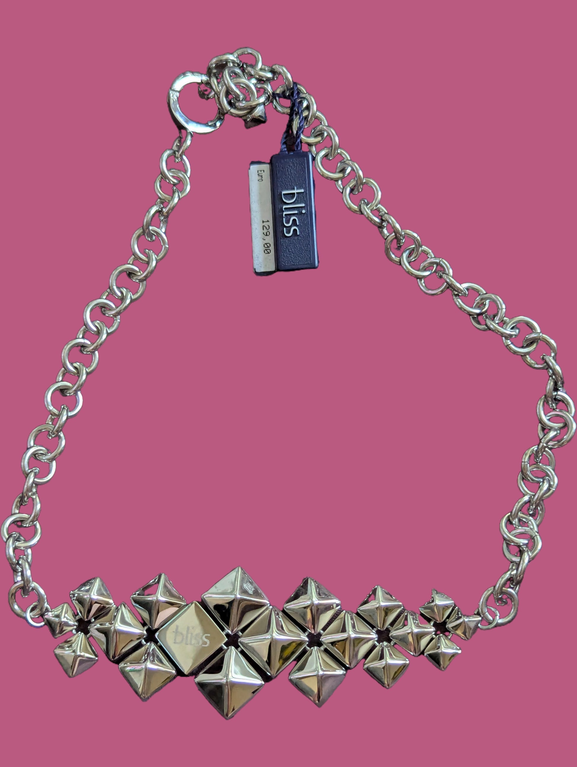 Bliss Damen Collier aus Edelstahl 2 Seitig tragbar Rückseite Silber Komplettansicht
