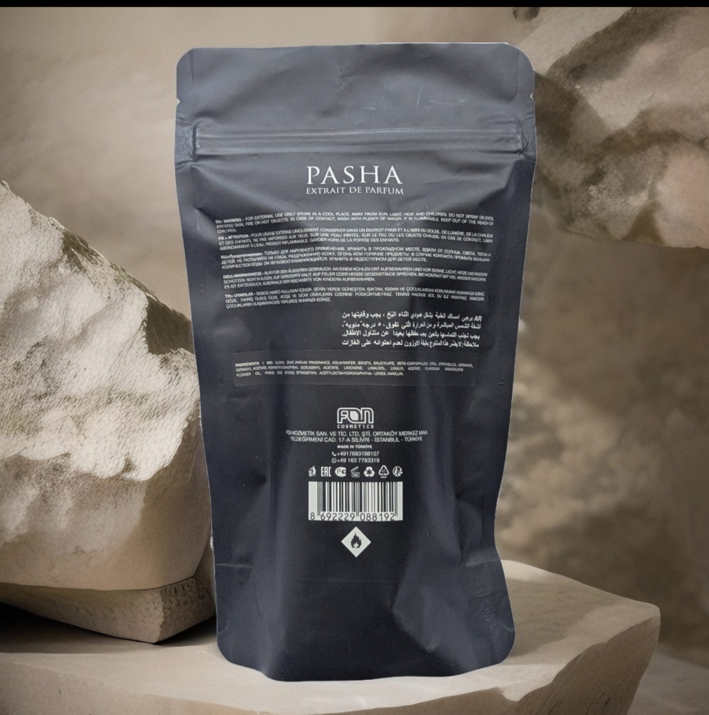 Creation Pasha Herren Extrait de Parfum Rückansicht mit Inhaltsangaben