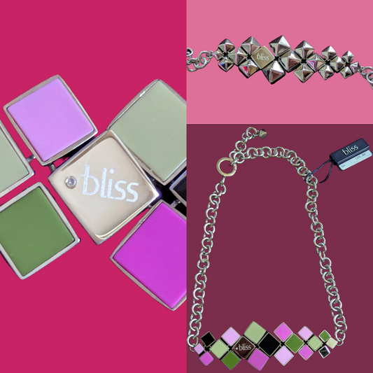 Bliss Damen Collier aus Edelstahl 2 Seitig tragbar 3er Collage Gesamt und Detailansichten