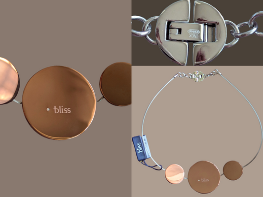Bliss Damen Collier Edelstahl Kreise braun 3er Collage Komplet und Detailsanichten