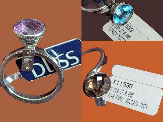 Bliss Damenring Edelstahl Topas/Amethyst/Rauchquarz 3er Collage Edelsteinfarben Topas, Rauchquarz, Amethyst