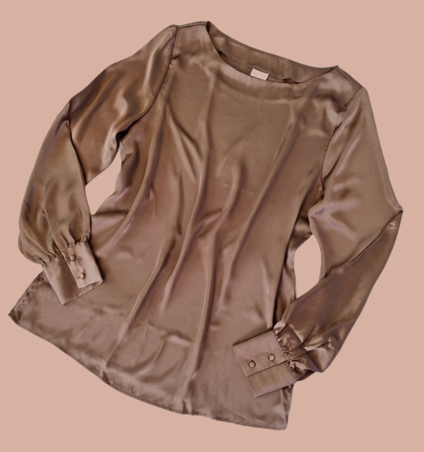 Lascana Damen Satin Schlupfbluse  Rundhals Cappuccini