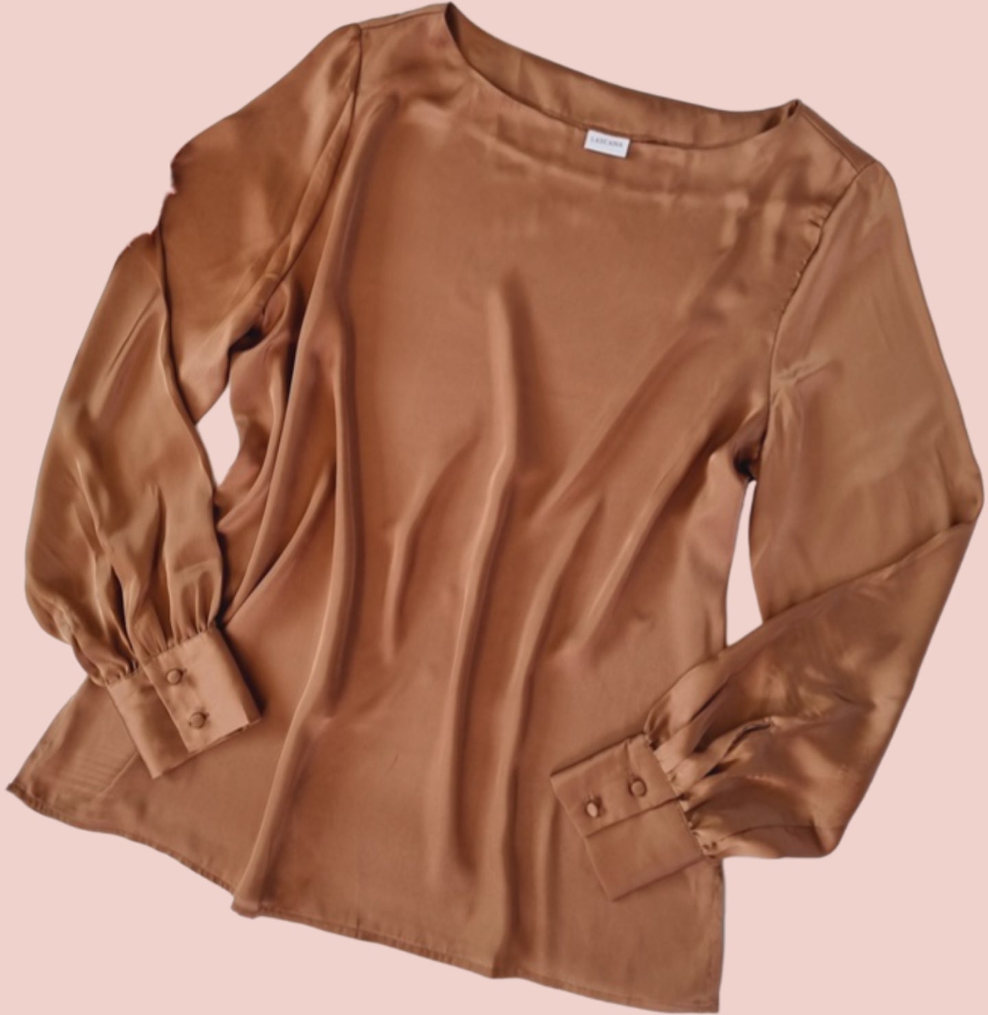 Lascana Damen Satin Schlupfbluse  Rundhals Toffee