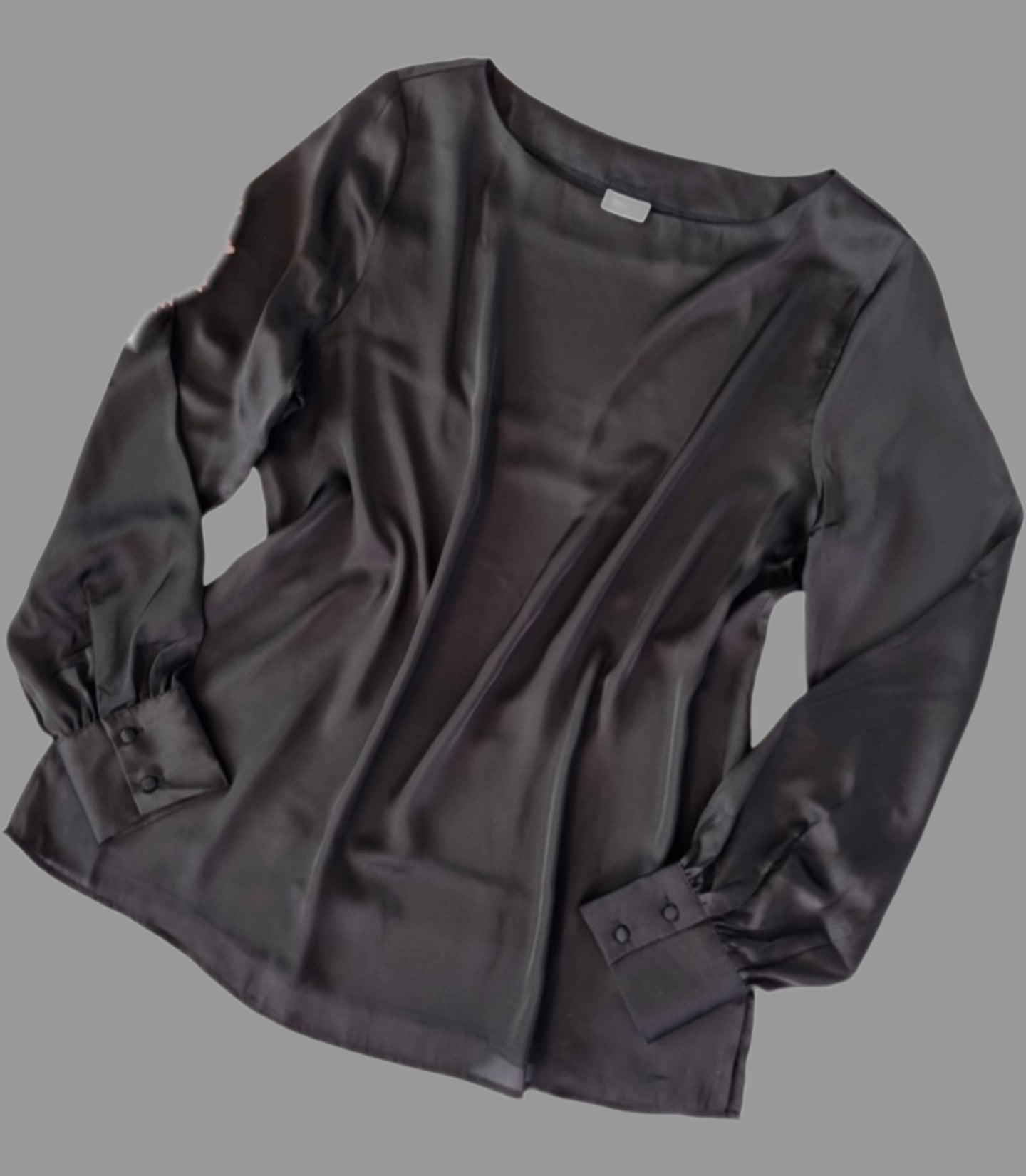 Lascana Damen Satin Schlupfbluse  Rundhals Schwarz