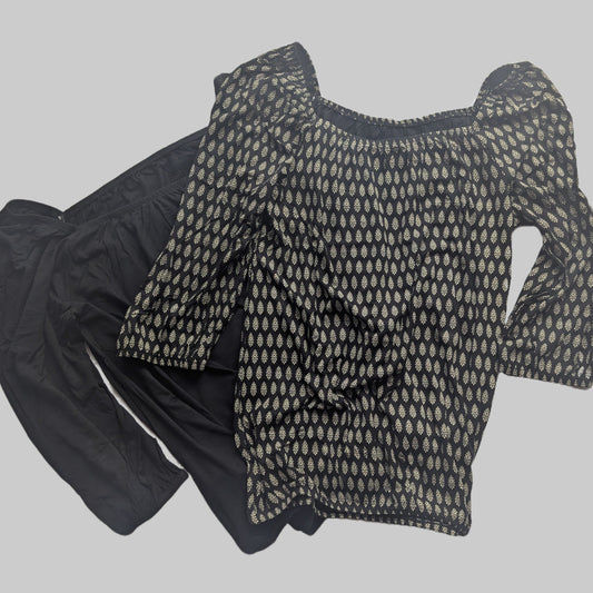 Lascana Damen 3/4-Arm Shirt 2er Pack gemustert / unifarben schwarz komplettansicht