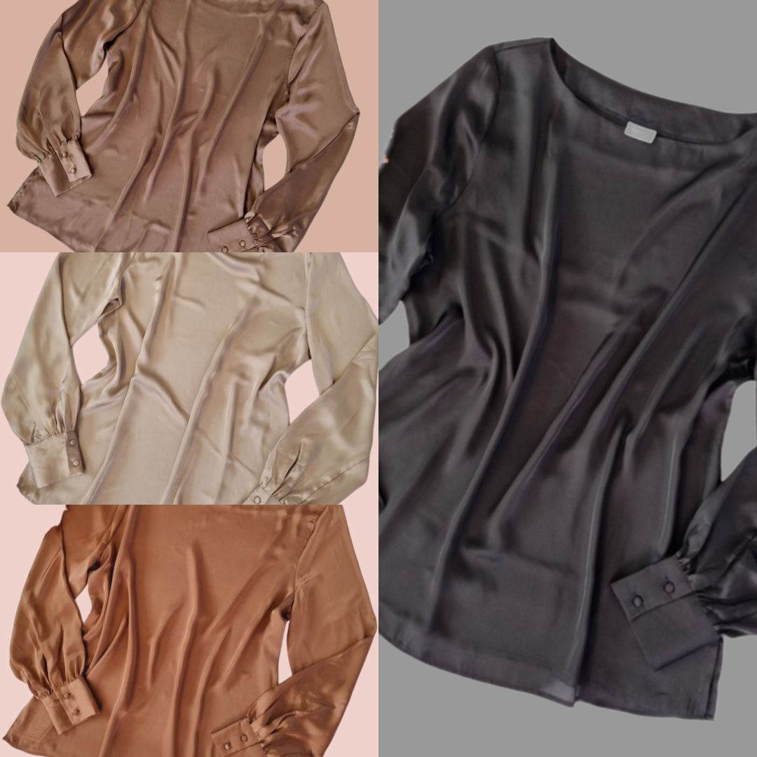 Lascana Damen Satin Schlupfbluse  Rundhals Modelle Bild 2